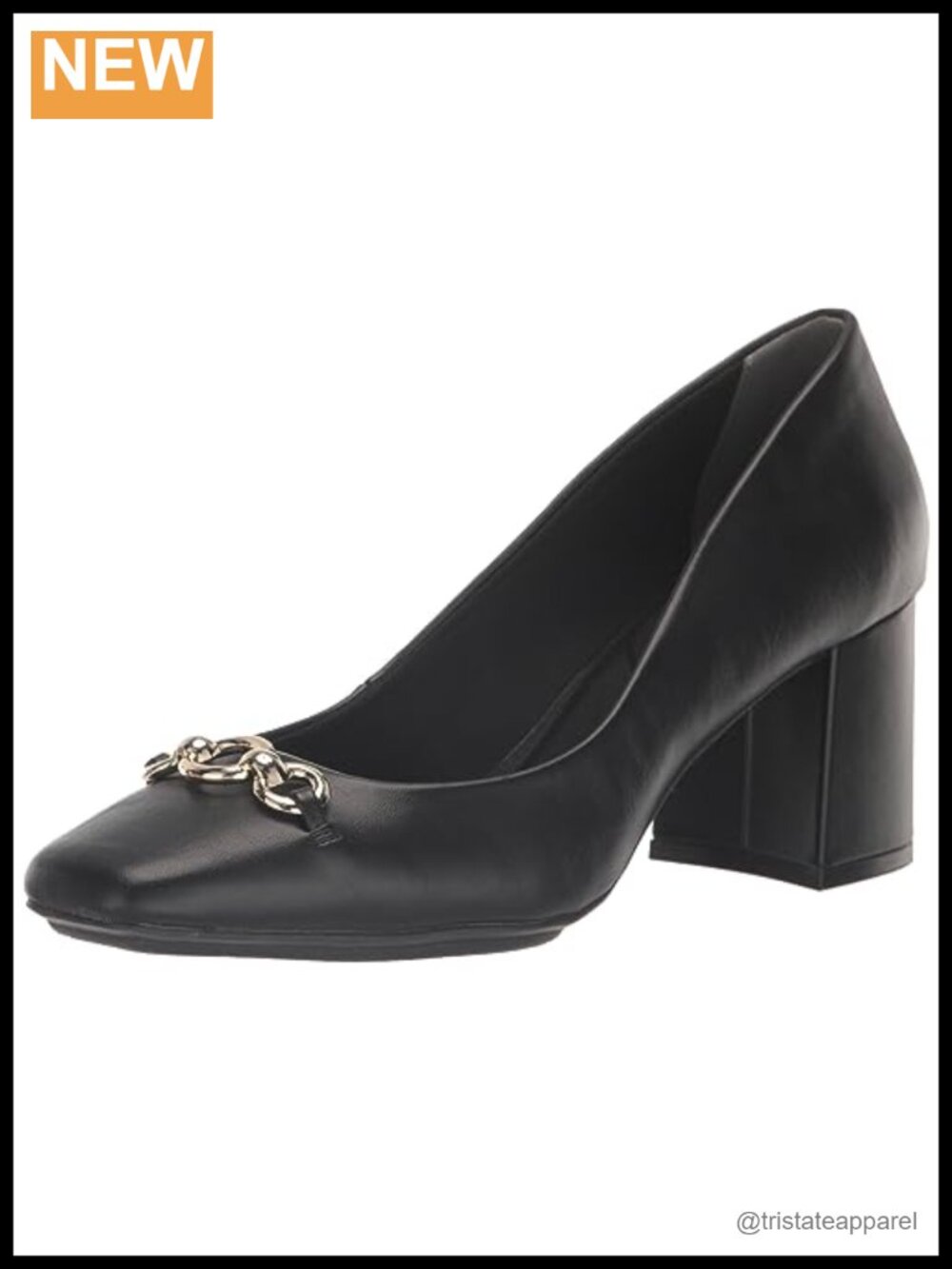 Womens Luisa Leather Almond Toe Pull-On Block Heel Pump Comfort